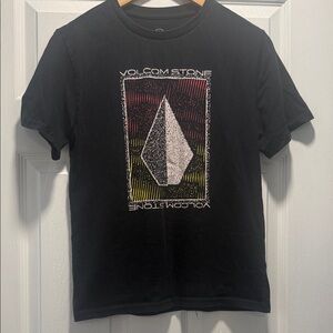 Volcom Black Graphic Tee with White, Red & Yellow Print